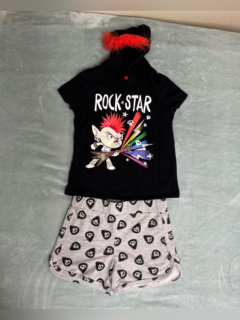 Trolls World Tour Barb Girls Hoodie T-Shirt and Shorts Set Sz 6
